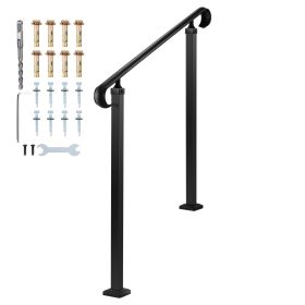 Handrails for Outdoor Steps, 2-3 Step Adjustable Height, Carbon Steel Transitional Handrail with Installation Kit, Exterior Hand Railing for Step